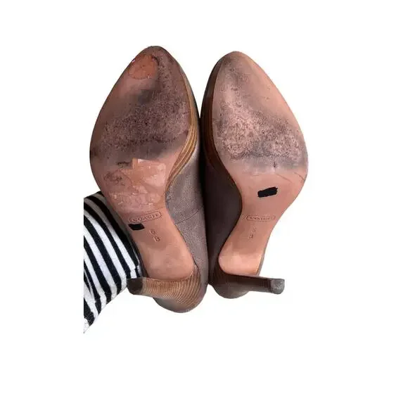 Coach Heels CHELSIE Classic Pointy Distressed Pump Platform Gray Size 6B - Picture 7 of 13